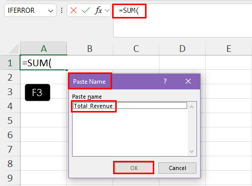Paste Name dialog