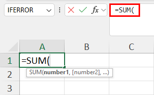 Start creating the formula with function syntax