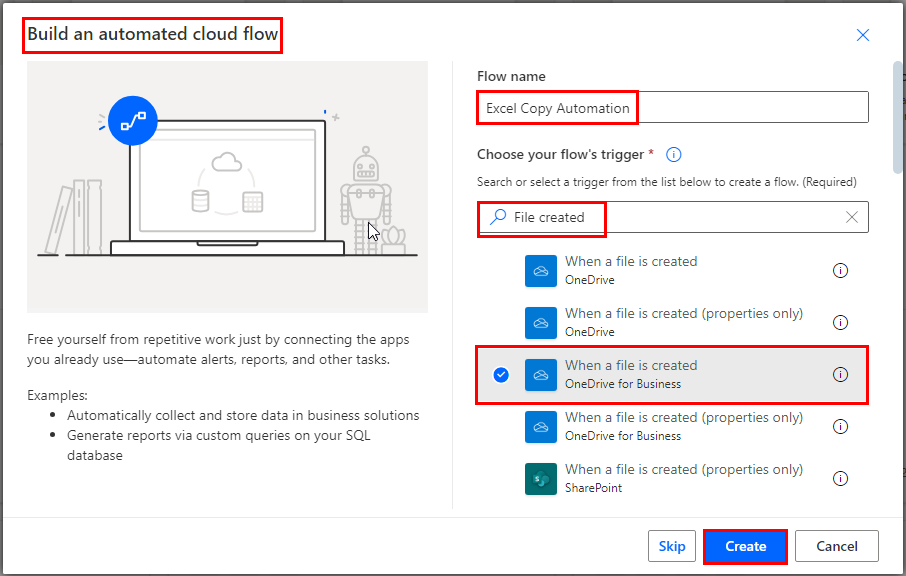 Build an automated cloud flow