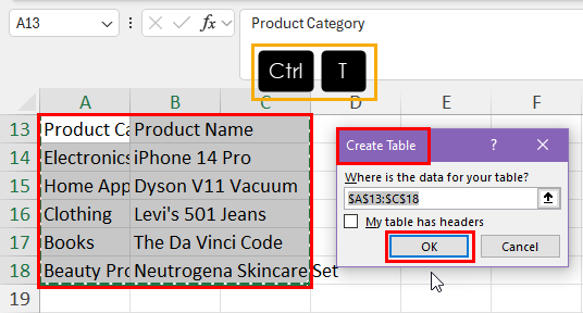 Create Table
