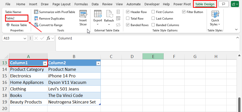 Find table name