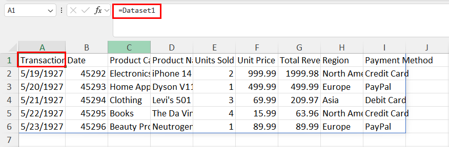 Imported a dynamic link of the copied data