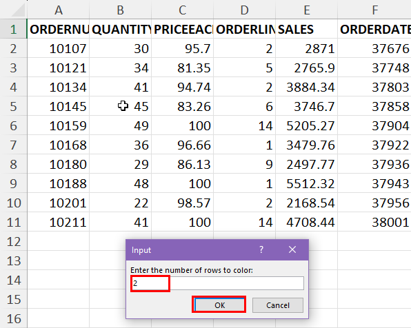 Number of rows to group