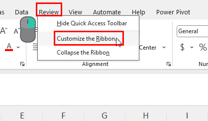 Right-click on a tab