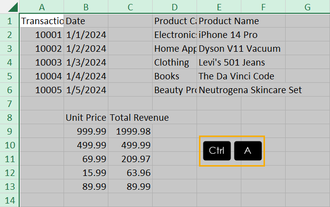 Select entire worksheet