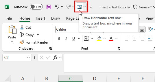 Text Box in Quick Access Toolbar