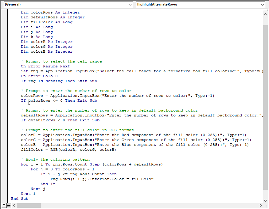 VBA script