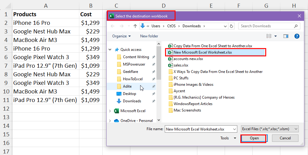 Workbook browser