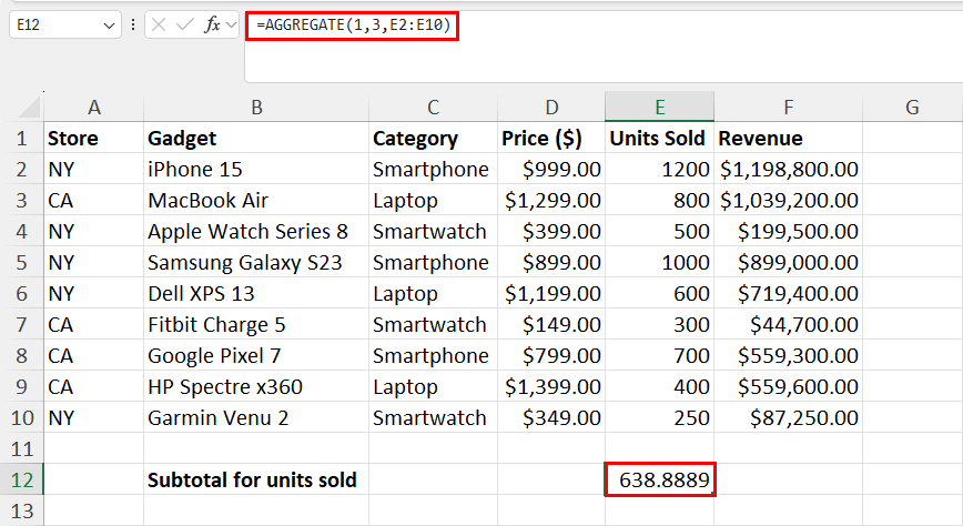 Aggregate average for entire column
