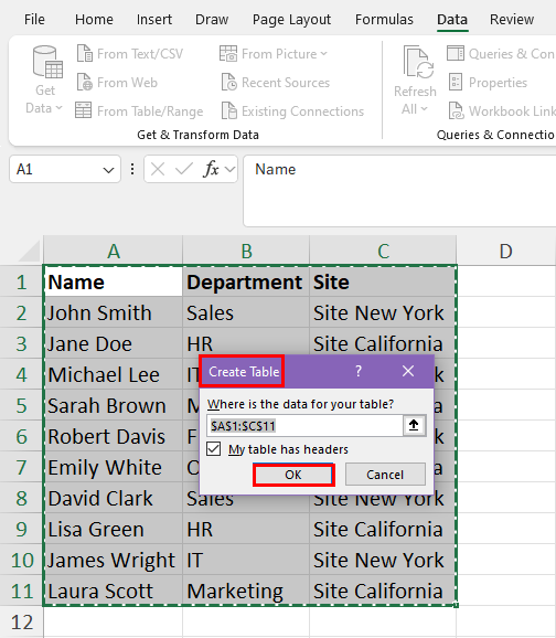 Create Table