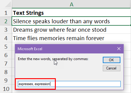 Enter new words