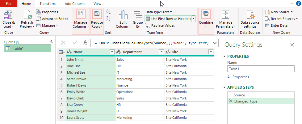 Input data in Power Query