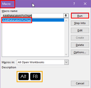 Macro dialog box