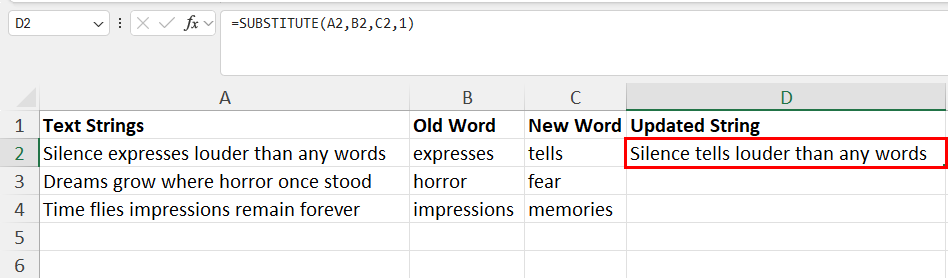Modified text