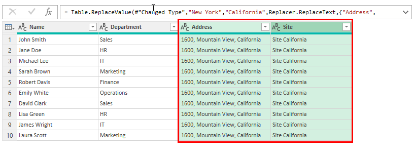 Replaced words in multiple columns