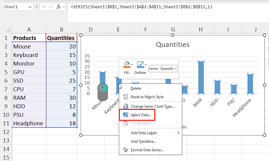 Select data in a graph