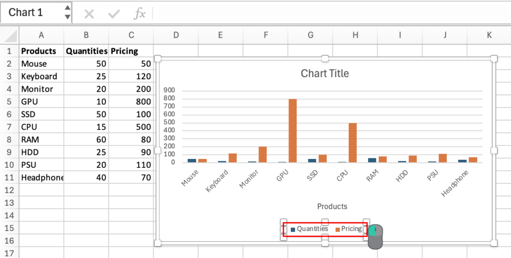 Select legend in Excel Mac