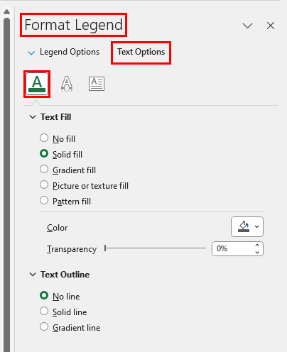 Text Options Fill and Outline