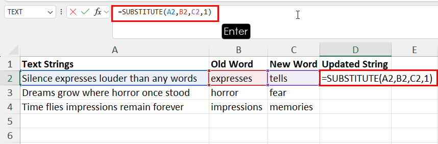 Using SUBSTITUTE