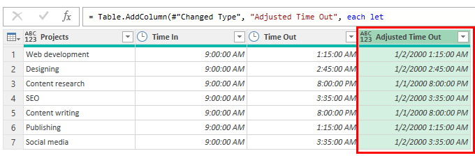 Adjusted Time Out