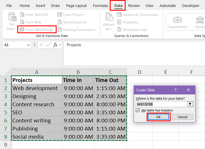 Create Table