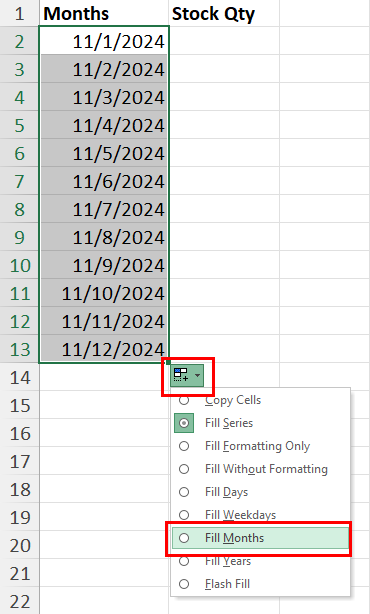 Fill Months