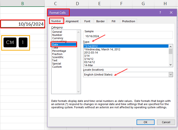 Format cells dialog