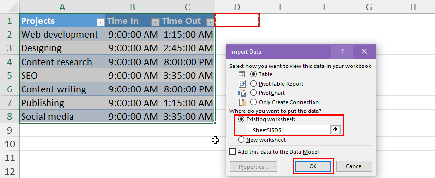 Import data