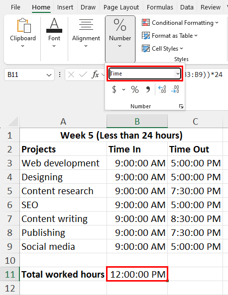 Incorrect time format