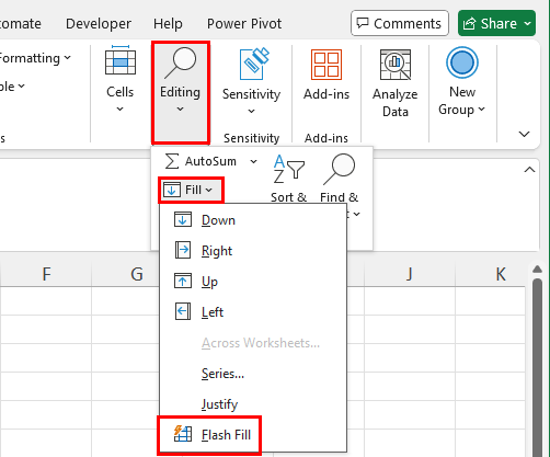 Location of Flash Fill