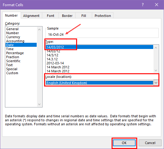 Selecting a date format