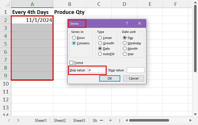 Step value field