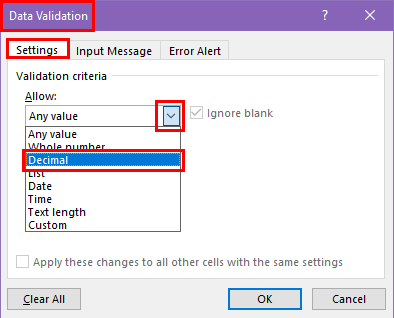 Allow field