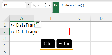 Creating DataFrame for describe