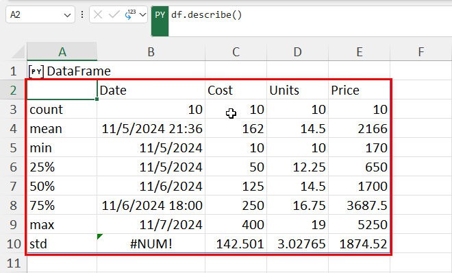 Detailed statistical analysis using PY