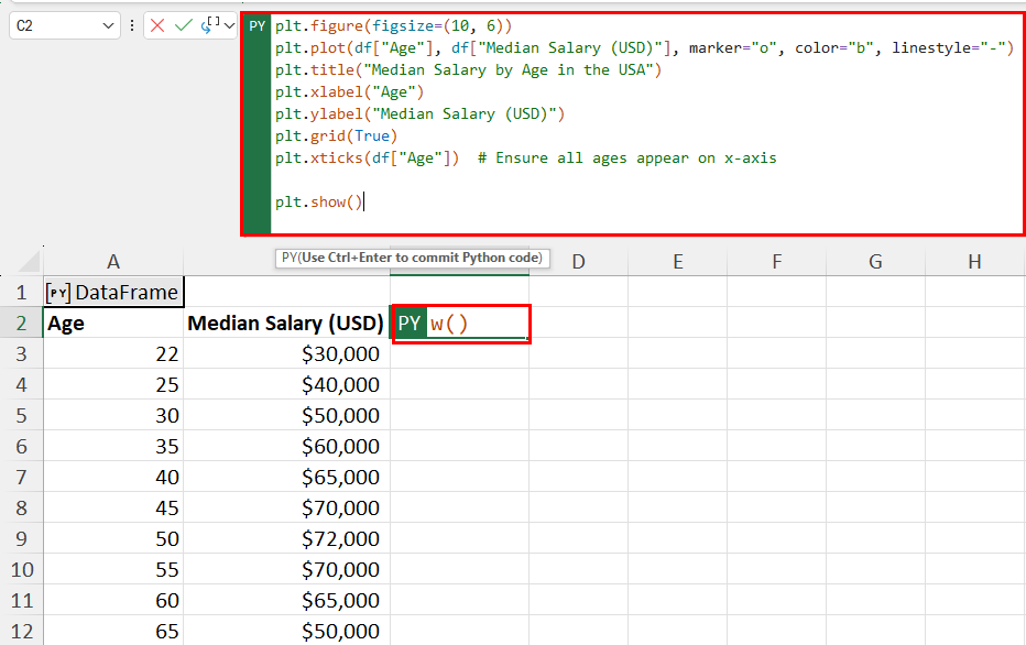 Entering Matplotlib method