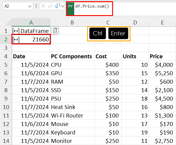 Executing PY SUM