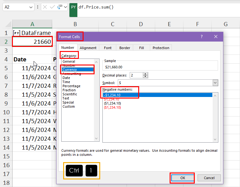 Format Cells