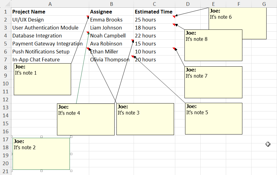 Manually organizing multiple notes