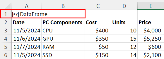 Python DataFrame example