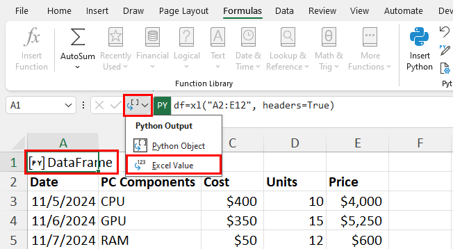 Selecting Excel value