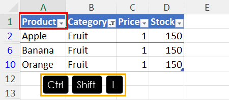 Shortcut key combination
