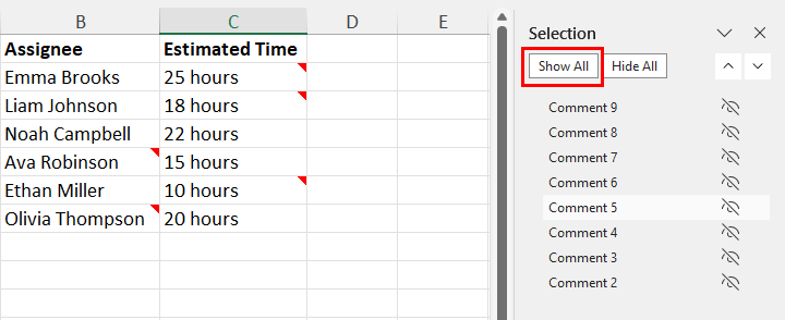 Show All in Selection Pane