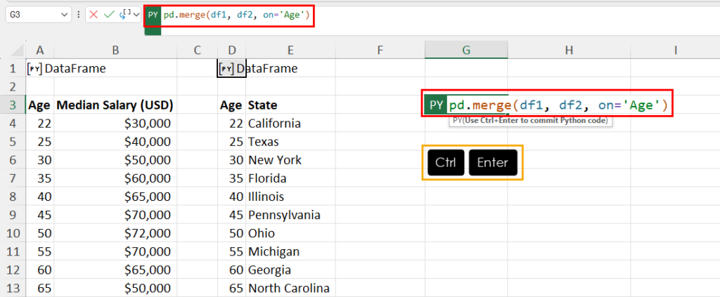 Using merge method