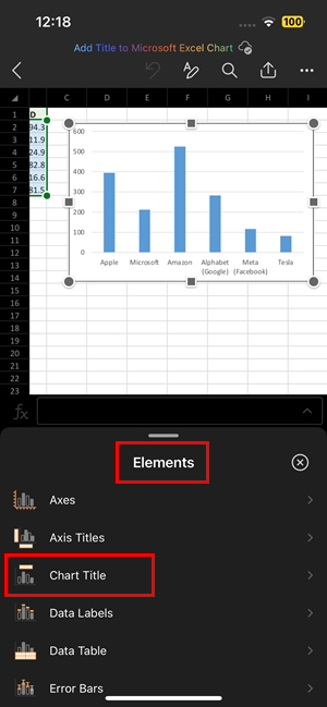 Choose Chart Title iOS