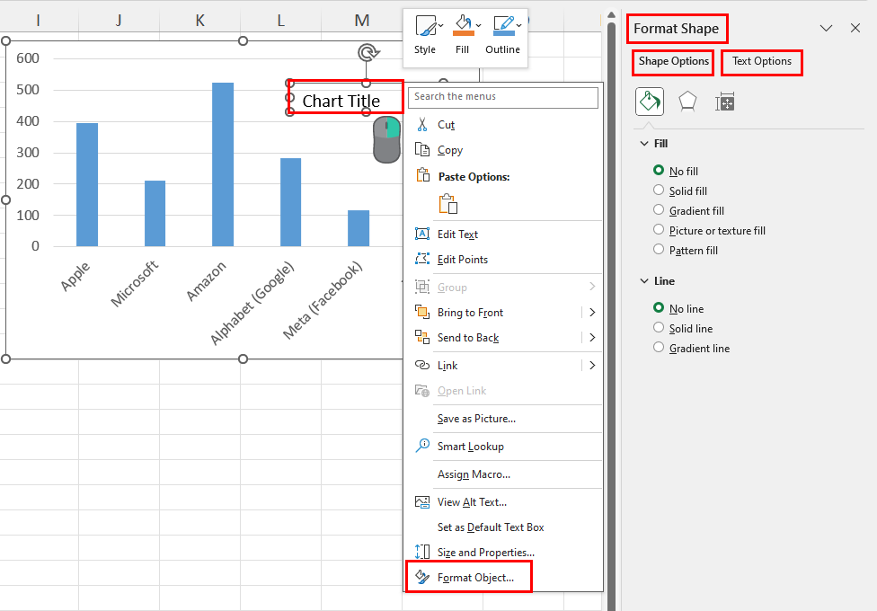 Format Shape navigation pane
