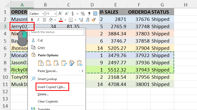 Insert Copied Cells