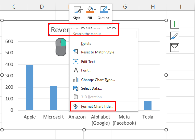 Right click Format Chart Title