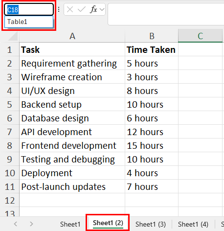 Select table from another worksheet