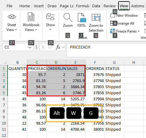 Using Zoom to Selection feature